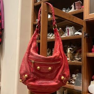 Balenciaga shoulder Bag with Giant Gold studs comes with mirror and dust bag.